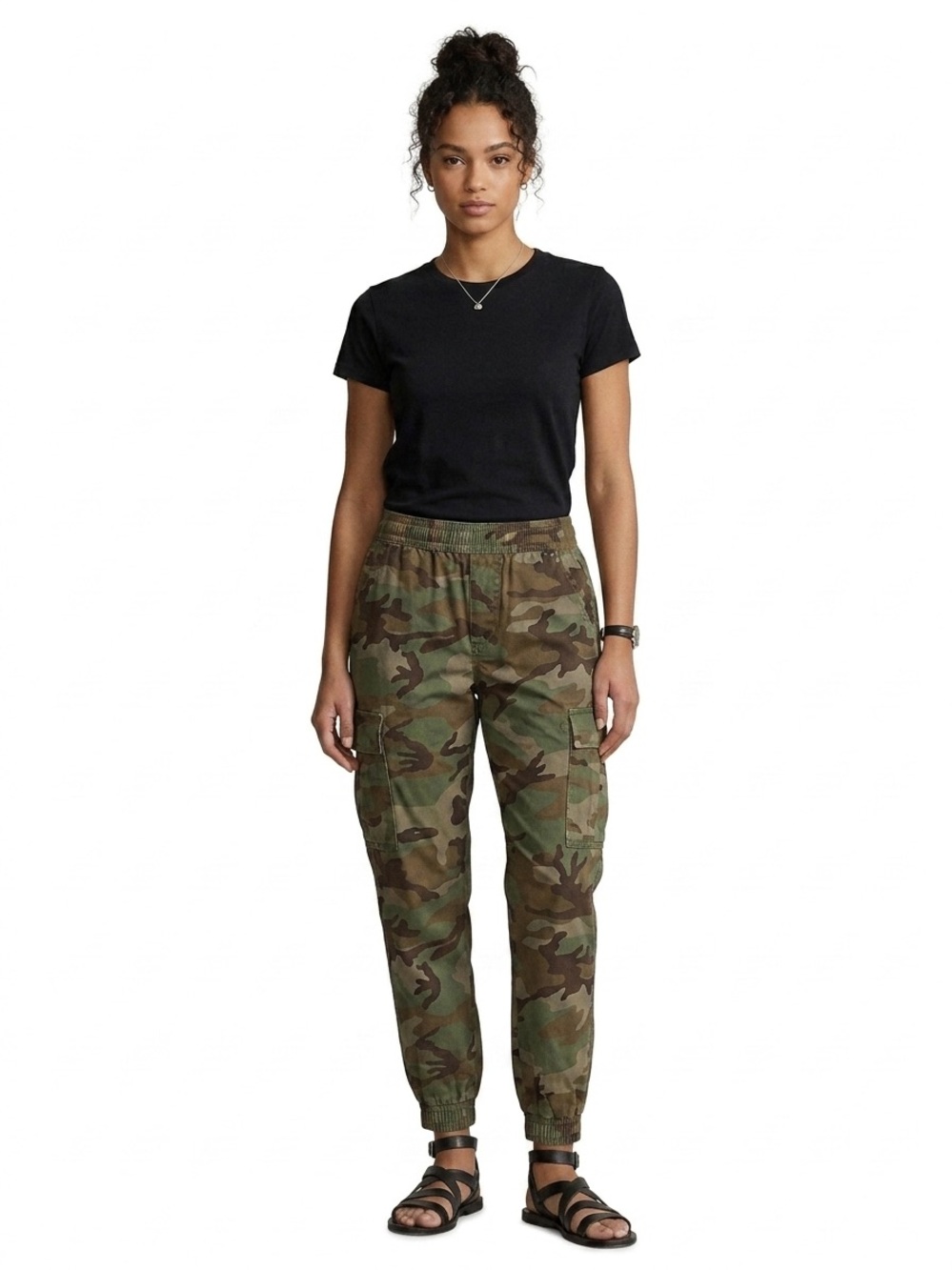 Polo by Ralph Lauren Women's Camouflage Cargo Joggers - Green/Brown Sz M